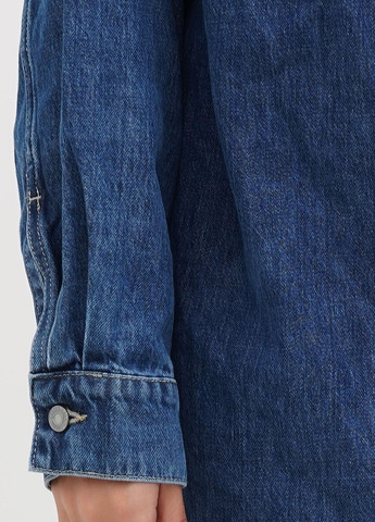 Синее джинсовое, кэжуал платье рубашка H&M однотонное