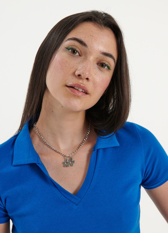 Синяя женская футболка-поло House однотонная