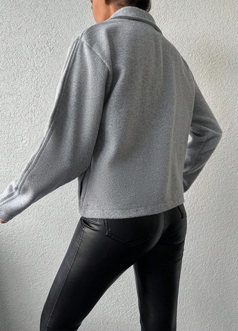 Сіре Кежуал півпальто однобортне SHEIN однотонне