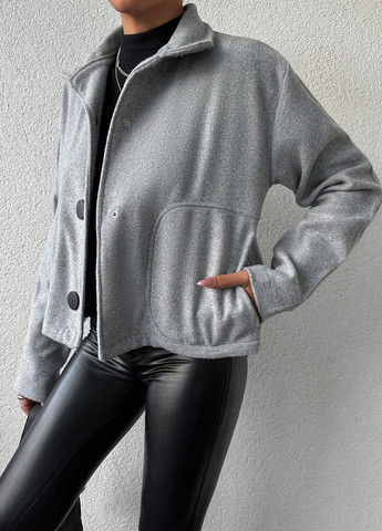 Сіре Кежуал півпальто однобортне SHEIN однотонне