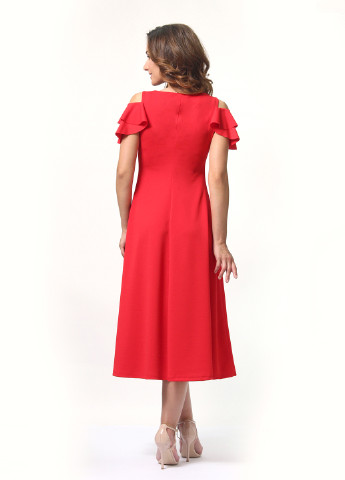 Красное коктейльное платье клеш Alika Kruss однотонное