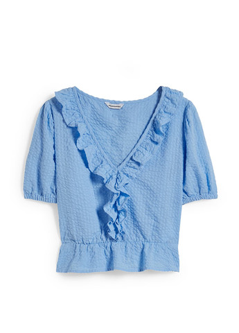 Голубая летняя блуза с баской C&A