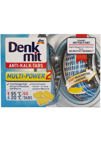 Таблетки для очистки стиральных машин против известкового налета 60 шт Denkmit (255574888)