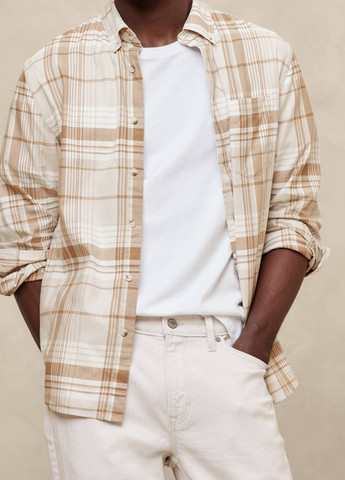 Коричневая кэжуал рубашка в клетку Banana Republic