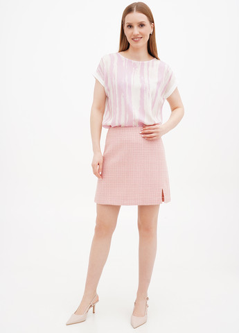 Светло-розовая кэжуал меланж юбка Tom Tailor а-силуэта (трапеция)