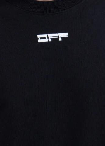 Чорний чорний світшот із принтом на спині Off-White однотонний (251176524)