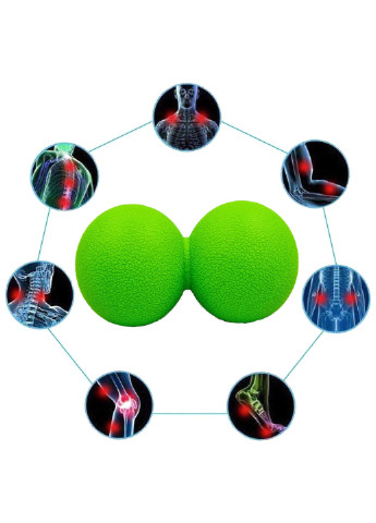 Масажний м'ячик TPR 6х12 см подвійний зелений (м'яч для масажу спини, міофасціального релізу і самомасажу) EF-MD12-GR EasyFit (243205380)