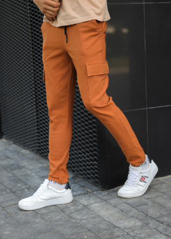 Оранжевые спортивные демисезонные брюки No Brand