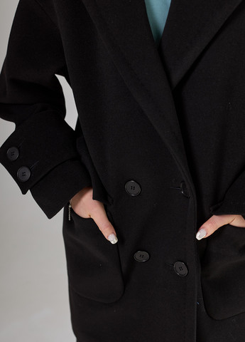 Черное демисезонное Пальто двубортное MiNiMax
