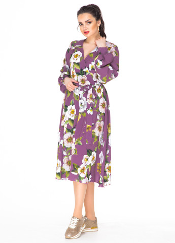 Лиловое кэжуал платье Alpama с цветочным принтом