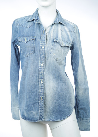 Синяя джинсовая рубашка однотонная Ralph Lauren