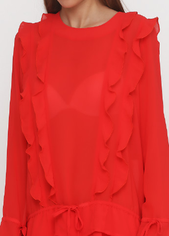 Красное коктейльное платье а-силуэт Pieszak однотонное