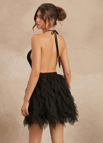 Черное кэжуал платье бэби долл SHEIN однотонное