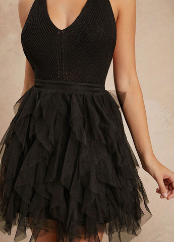 Черное кэжуал платье бэби долл SHEIN однотонное