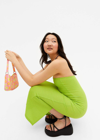 Лайм кежуал сукня силуетна, з відкритими плечима Monki однотонна