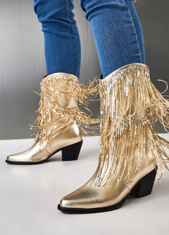 Золотые осенние сапоги SHEIN