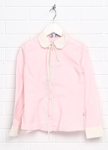 Светло-розовая однотонная блузка с длинным рукавом Sasha демисезонная