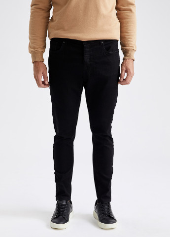 Черные зимние зауженные джинсы DeFacto
