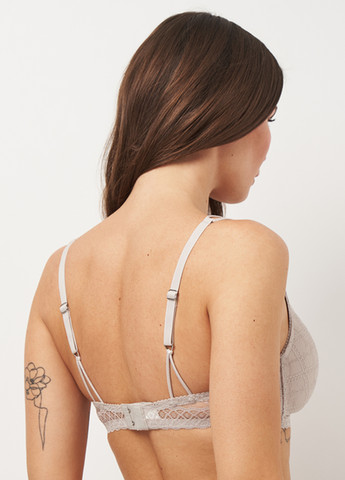 Сіро-бежевий мінімайзер бюстгальтер Leilieve без кісточок поліамід, мереживо