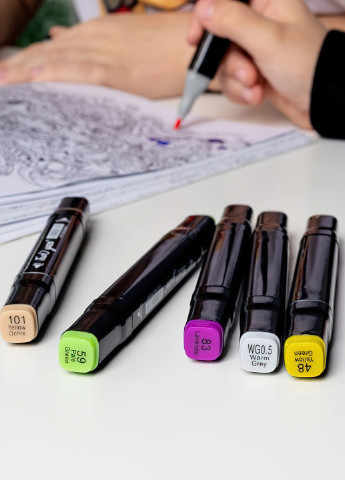 Набір професійних двосторонніх маркерів для скетчингу Touch Yuze 48 кольорів у чохлі / маркери для малювання DobraMAMA (252365145)
