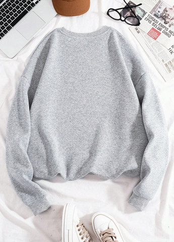 Світло-сірий світшот SHEIN напис без декору (342965244)