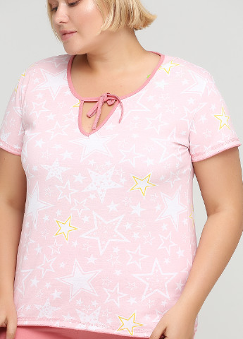 Розовая всесезон пижама (маска для сна, футболка, капри) футболка + капри Трикомир