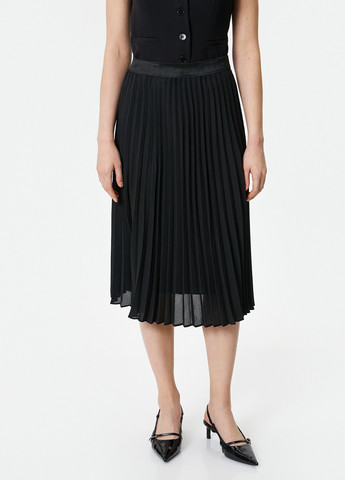 Черная кэжуал однотонная юбка KOTON плиссе