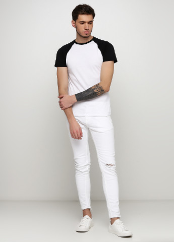 Белые демисезонные скинни джинсы Bershka