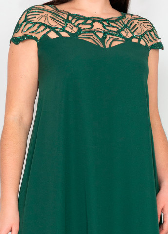 Темно-зелена вечірня сукня а-силует Seam з абстрактним візерунком