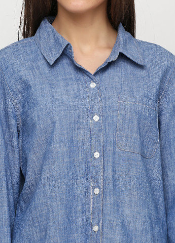 Голубой джинсовая рубашка однотонная Signature с длинным рукавом