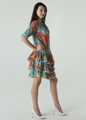 Комбинированное кэжуал платье а-силуэт Matkovska Design с абстрактным узором