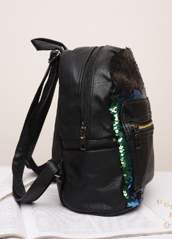 Рюкзак жіночий чорний з зеленими паєтками Let's Shop (254369837)