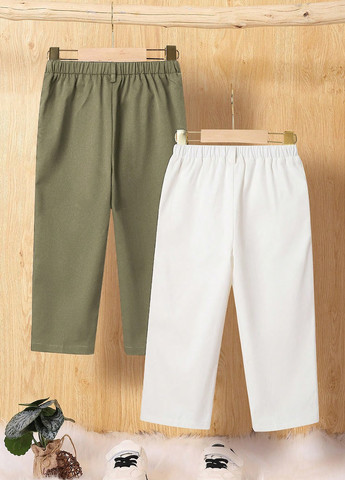 Хаки кэжуал демисезонные брюки прямые SHEIN