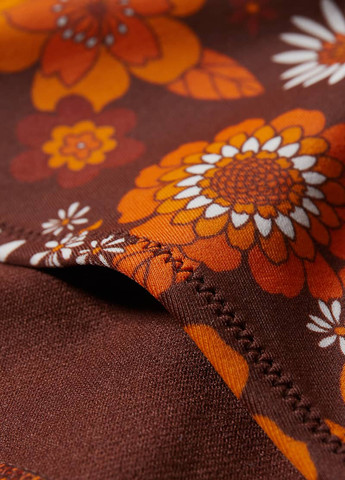 Коричневые купальные трусики-плавки с цветочным принтом C&A