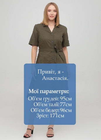 Оливкова (хакі) кежуал сукня сорочка Collection L однотонна