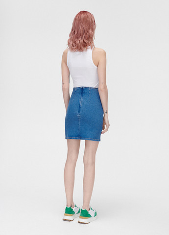 Синяя джинсовая однотонная юбка Cropp