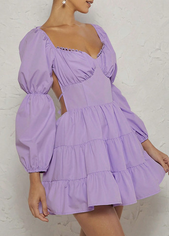 Лілова кежуал сукня бебі долл, з відкритою спиною SHEIN однотонна