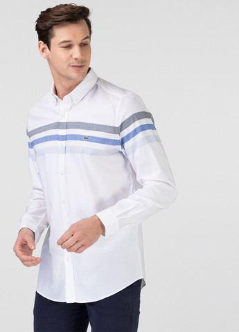 Белая кэжуал рубашка в полоску Lacoste