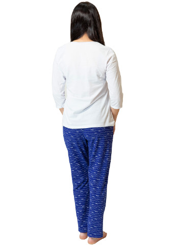 Синяя всесезон комплект женский (джемпер и брюки) лонгслив + брюки Kosta