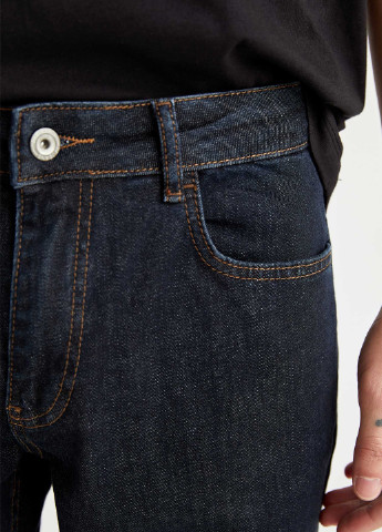 Джинси DeFacto прямі темно-сині джинсові бавовна