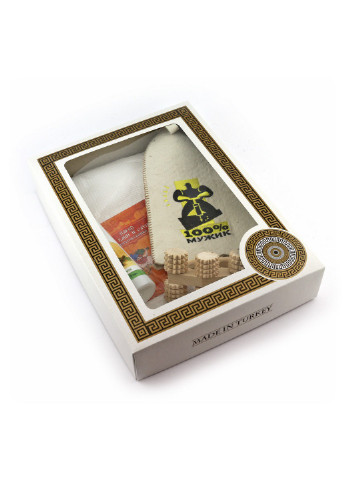 Подарунковий комплект для сауни 100% мужик, для нього 4 предмети Luxyart (219981558)