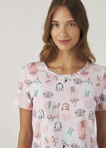 Розовая всесезон пижама (футболка, шорты) футболка + шорты Gofre