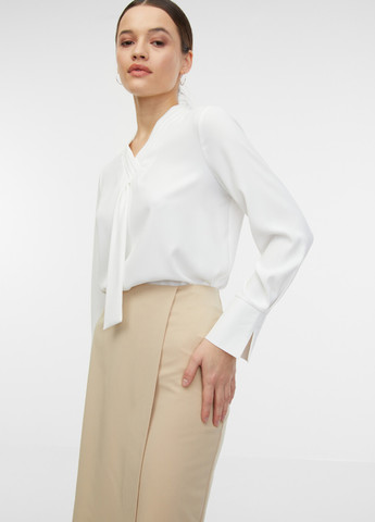 Бежевая офисная, кэжуал однотонная юбка Orsay карандаш, на запах