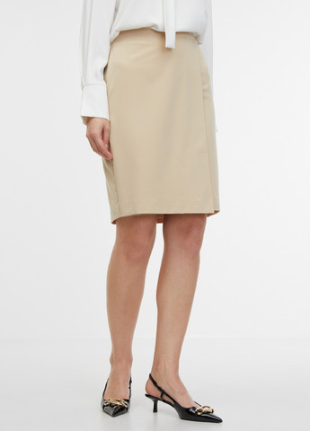 Бежевая офисная, кэжуал однотонная юбка Orsay карандаш, на запах