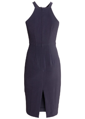 Темно-синя коктейльна сукня футляр H&M однотонна