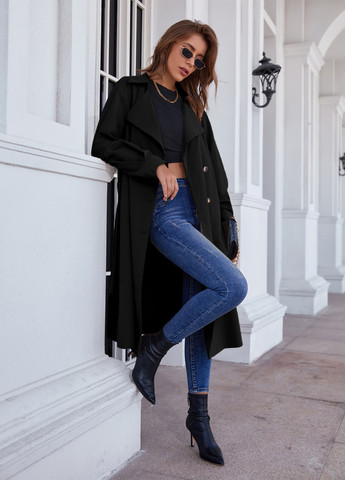 Пальто SHEIN тренчкот на завязках, на пуговицах демисезон (366639158)