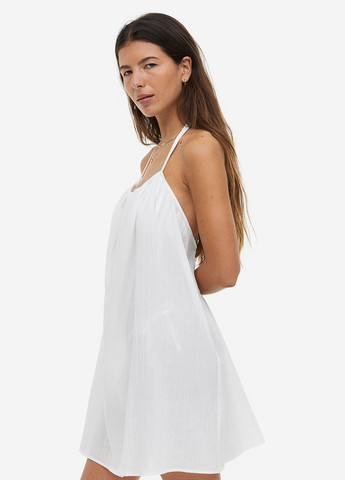 Білий пляжна сукня з відкритою спиною H&M однотонна
