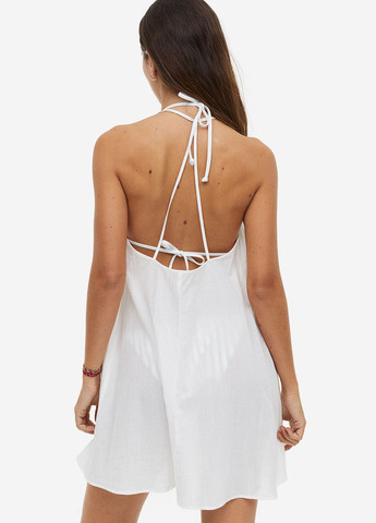 Белое пляжное платье с открытой спиной H&M однотонное