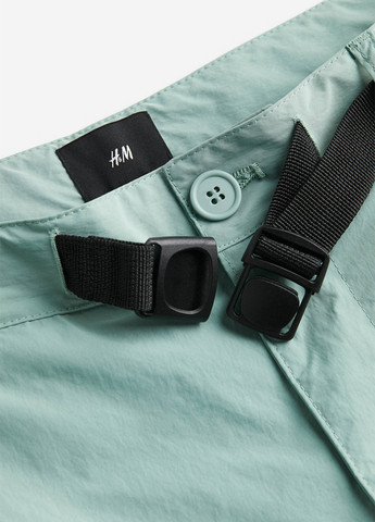 Бирюзовые кэжуал демисезонные карго брюки H&M