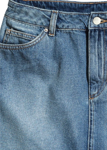 Синяя джинсовая однотонная юбка H&M а-силуэта (трапеция)